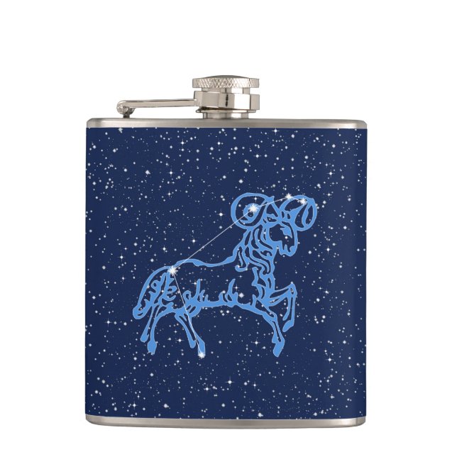 Sternbild und Sternzeichen mit Sternzeichen Fla Flachmann (Vorderseite)