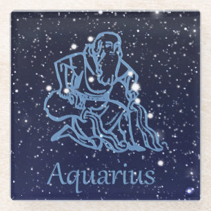 Sternbild und Tierkreiszeichen Wassermann mit Ster Glasuntersetzer
