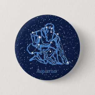 Sternbild Wassermann und Tierkreiszeichen mit Ster Button