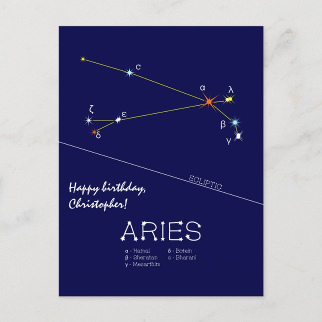 Sternbild Widder Postkarte (Vorderseite)