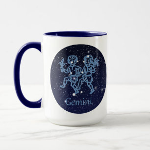 Sternbild Zwillinge und Tierkreiszeichen mit Stern Tasse