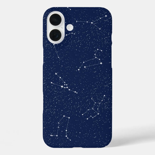 Sternbilder mit dunkelblauer Sternenhimmel iPhone 16 Plus Hülle (Rückseite)