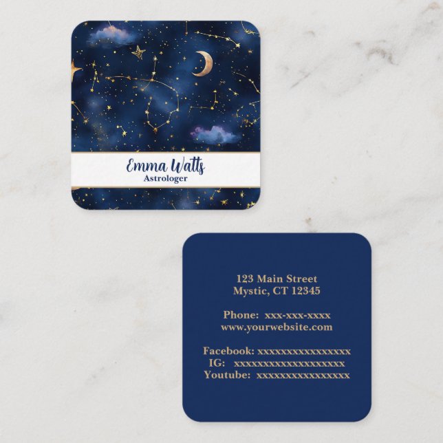 Sternbilder Quadratische Visitenkarte (Vorne/Hinten)