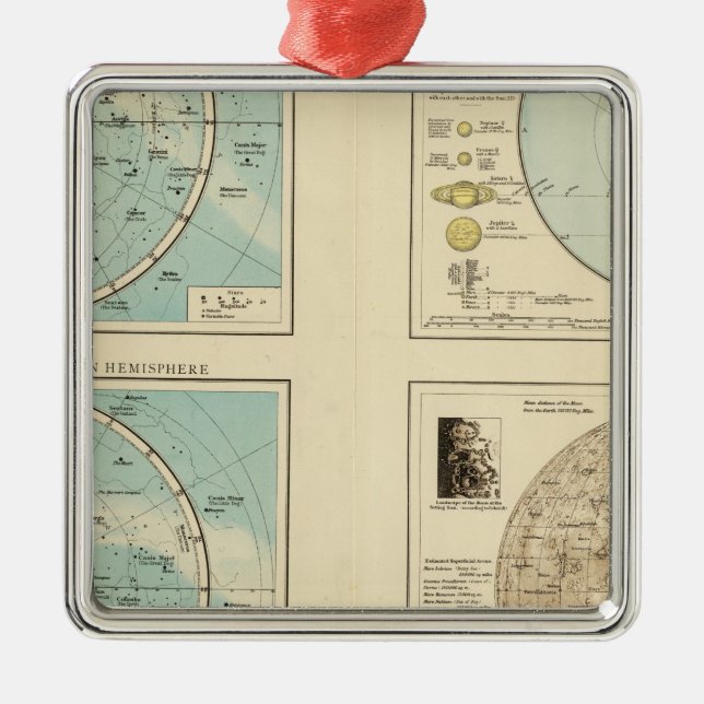 Sternbilder, Sonnensystem, Mond Silbernes Ornament (Vorne)