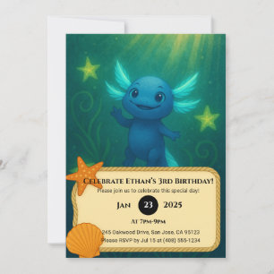 Sternblauer Axolotl Geburtstag Einladung