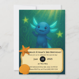 Sternblauer Axolotl Geburtstag  Einladung