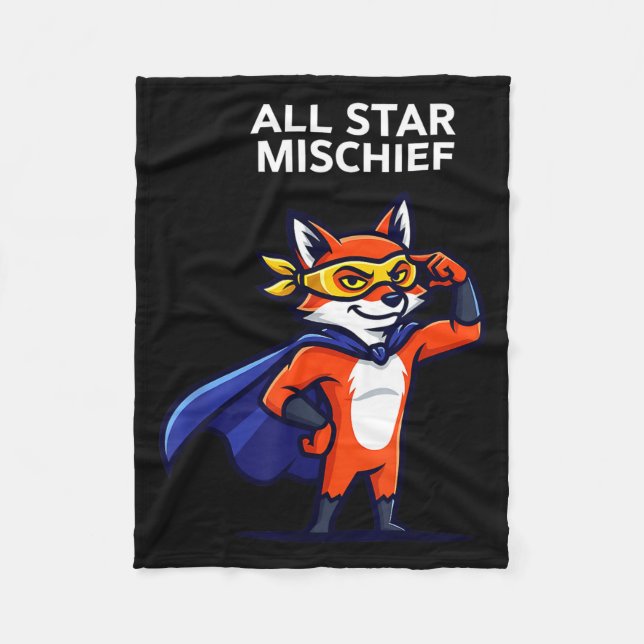 Sternchen-Schalk-Superheld-Fuchs mit Cape Cartoon  Fleecedecke (Vorderseite)