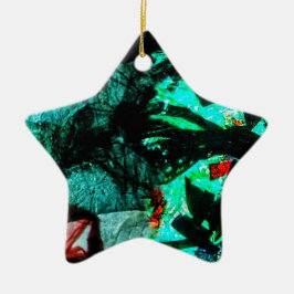  Sterndekoration doppelt blau dunkel abstrakt  Keramik Ornament