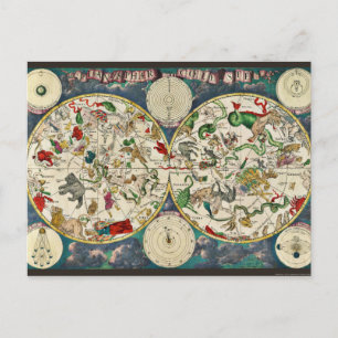 Sterndiagramm Himmelskarte Vintage-Astronomie Postkarte