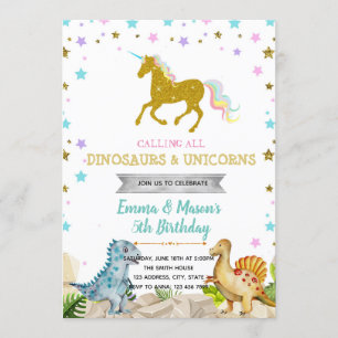 Sterndinosaurier Unicorn-Party-Themaeinladung Einladung