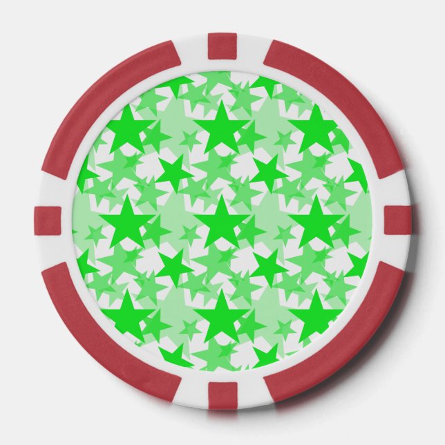 Sterne 3 Grün Pokerchips (Vorderseite)