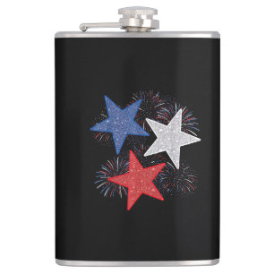 Sterne Amerikanische Flagge Feuerwerk 4. Juli Unab Flachmann