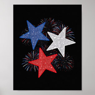 Sterne Amerikanische Flagge Feuerwerk 4. Juli Unab Poster