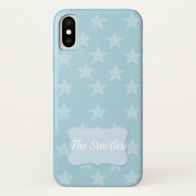 Sterne auf Blue Monogram oder Name Custom Case-Mate iPhone Hülle (Rückseite)
