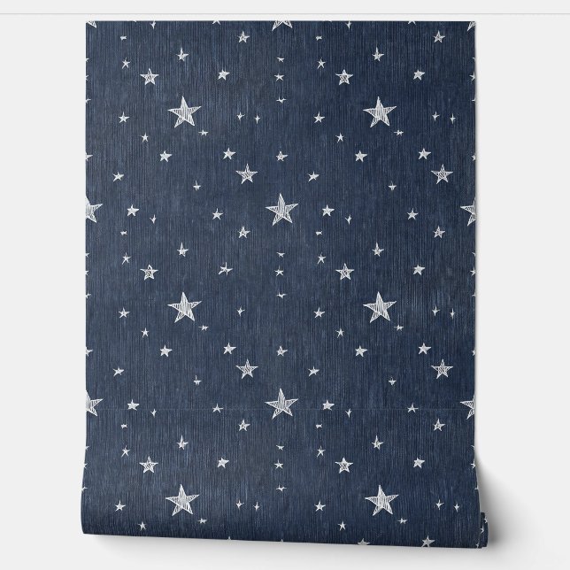 Sterne auf Denim Tapete (Abrollen)