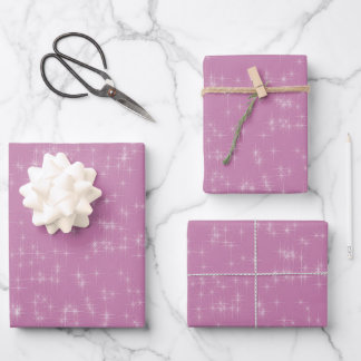 Sterne auf rosa Hintergrundwrapping Paper Flat She Geschenkpapier Set