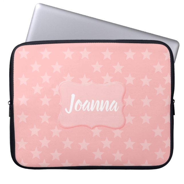 Sterne auf rosa Monogram oder Name Custom Laptopschutzhülle (Vorderseite)