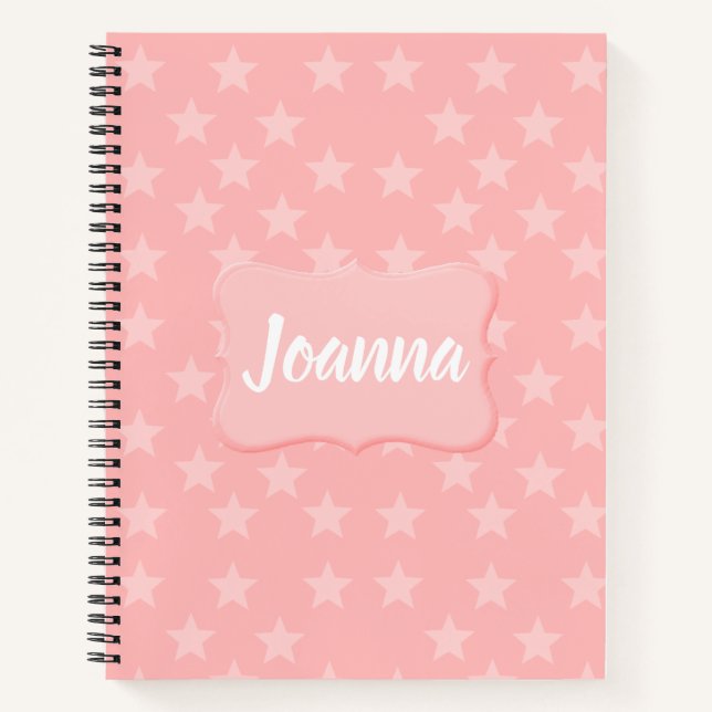 Sterne auf rosa Monogram oder Name Custom Notizbuch (Vorderseite)
