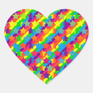Sterne auf Stripes-Heart-geprägten Stickern Herz-Aufkleber