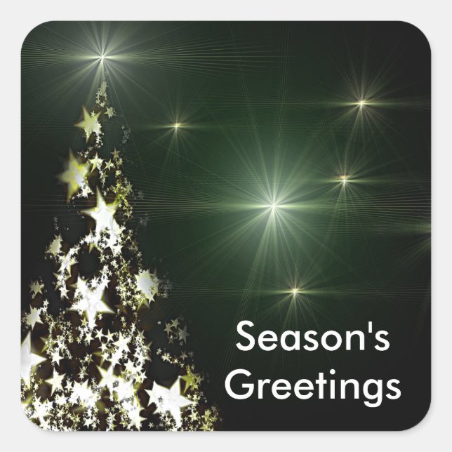 Sterne auf Weihnachts-Tree-Nacht-Sky-Sticker Quadratischer Aufkleber (Vorderseite)