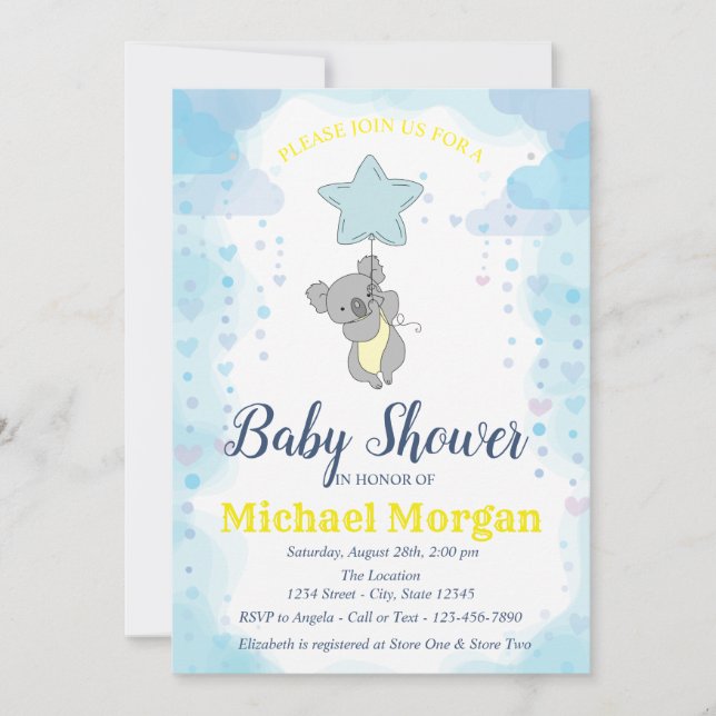 Sterne, Baby Bear Baby Dusche Einladung (Vorderseite)