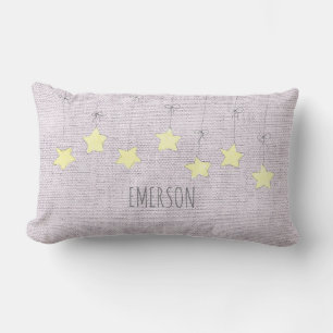 Sterne Baby Name Geburtsdatum Pink Linen Kinderzim Lendenkissen