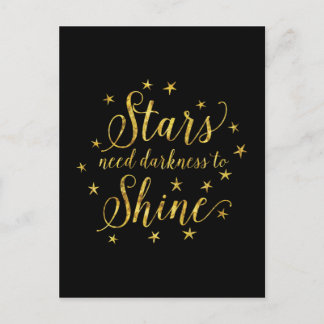 Sterne brauchen Dunkelheit, um Gold Black Postkarte