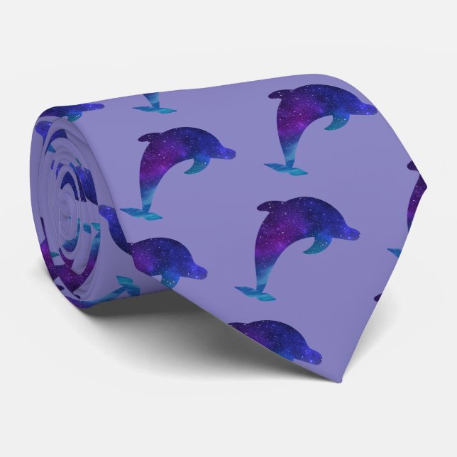 Sterne Galaxis Delphin Stars Galaxy Dolphin Krawatte (Gerollt)