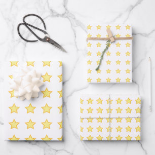 Sterne Gelbes einfaches Geburtstagsmagisches Party Geschenkpapier Set