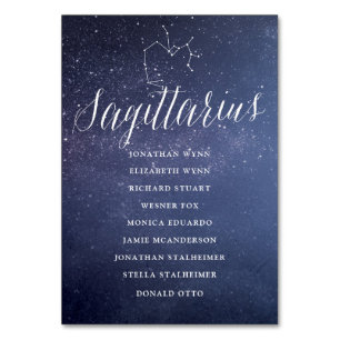 Sterne Hochzeitskarte Sagittarier Tischnummer