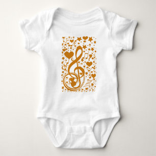 Sterne, Hörgeräte und Musiknoten,Gold_ Baby Strampler