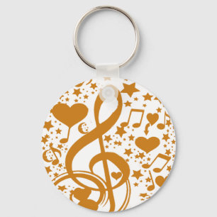 Sterne, Hörgeräte und Musiknoten,Gold_ Schlüsselanhänger