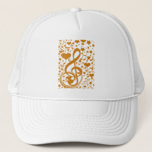Sterne, Hörgeräte und Musiknoten,Gold_ Truckerkappe