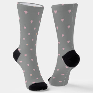 Sterne im Herzen auf Grau Socken
