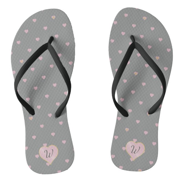 Sterne im Herzen auf grauen Flip Flops (Fußbett)