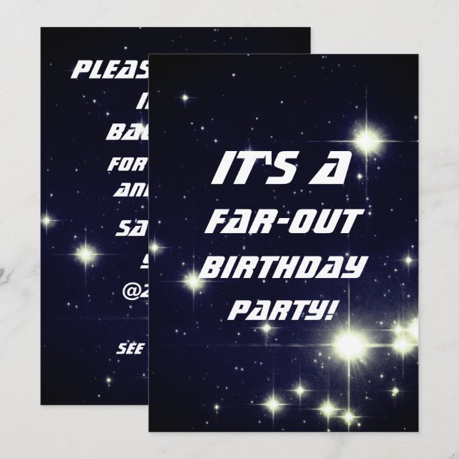 Sterne in Deep Space Dark Blue Happy Birthday Einladung (Vorne/Hinten)