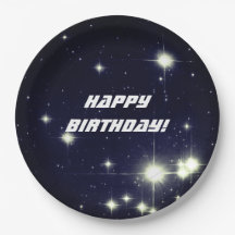 Sterne in Deep Space Dark Blue Happy Birthday