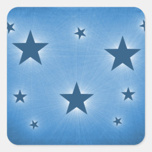 Sterne in den nächtlichen Himmelsaufklebern, blau Quadratischer Aufkleber