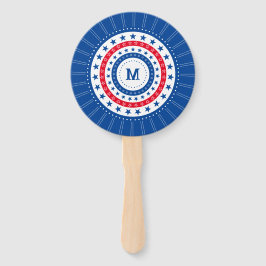 Sterne in Rot, Weiß und Blau mit Monogramm Fächer