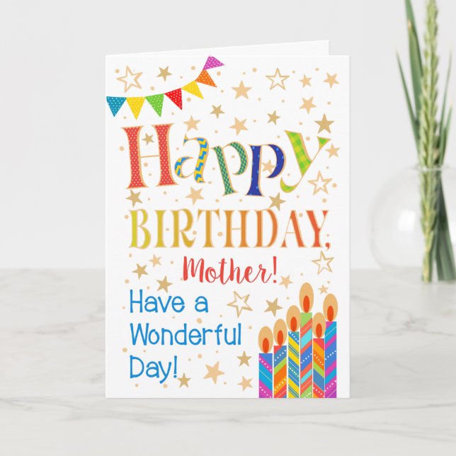 Sterne, Jagd, Kerzen für Mutter zum Geburtstag Karte (Vorderseite)