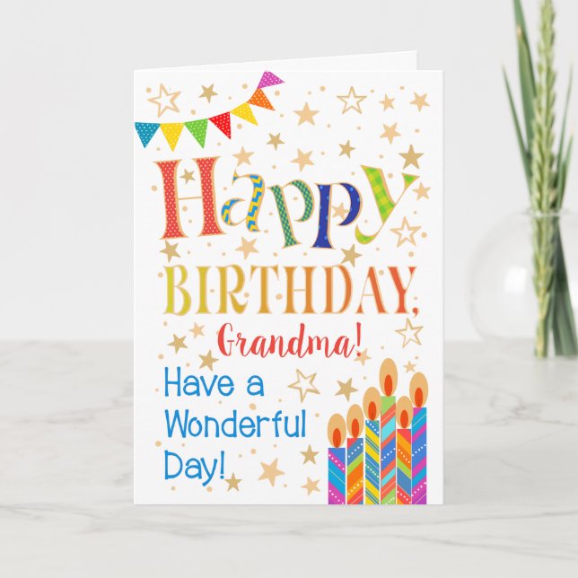 Sterne, Jagd, Kerzen für Oma zum Geburtstag Karte (Vorderseite)