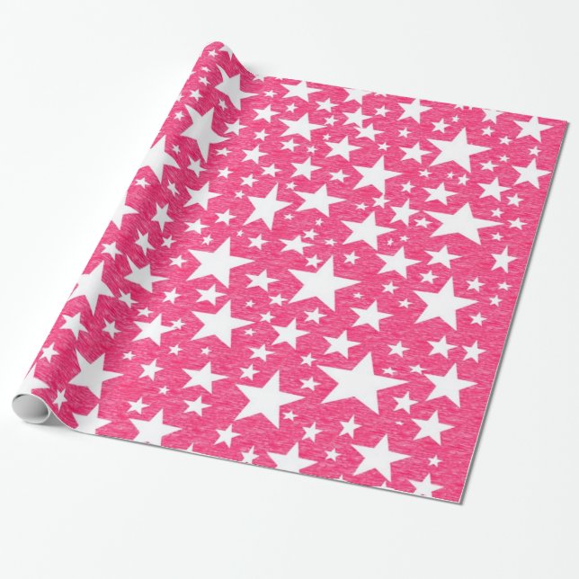 Sterne mit Pink-Hintergrund-Packpapier Geschenkpapier (Ungerollt)