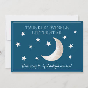 Sterne Mond Navy Blau Weiße Babyparty Dankeschön Dankeskarte
