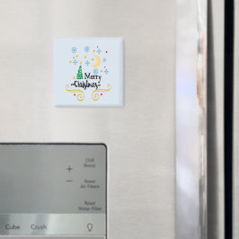 Sterne, Mond, Schneeflocken und frohe Weihnachten, Magnet
