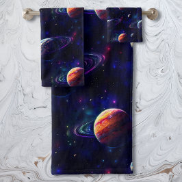 Sterne, Planeten, Galaxie, Weltraum Badhandtuch Set