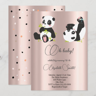 Sterne, Punkte, niedliche Pandas, Babydusche Einladung