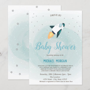 Sterne, Raketengetriebe mit Babydusche Einladung