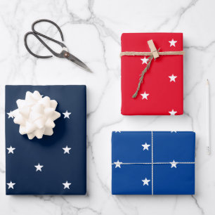 Sterne rot-weiß-blaues Muster patriotische Geschen Geschenkpapier Set
