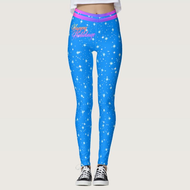 Sterne / Schneeflocke / Weihnachten auf - (editier Leggings (Vorderseite)