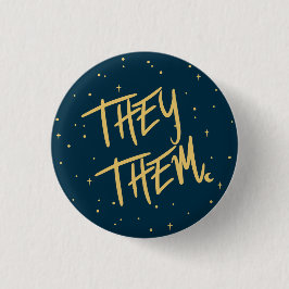 Sterne Sie / Sie Pronomen in der Marine und Gold Button